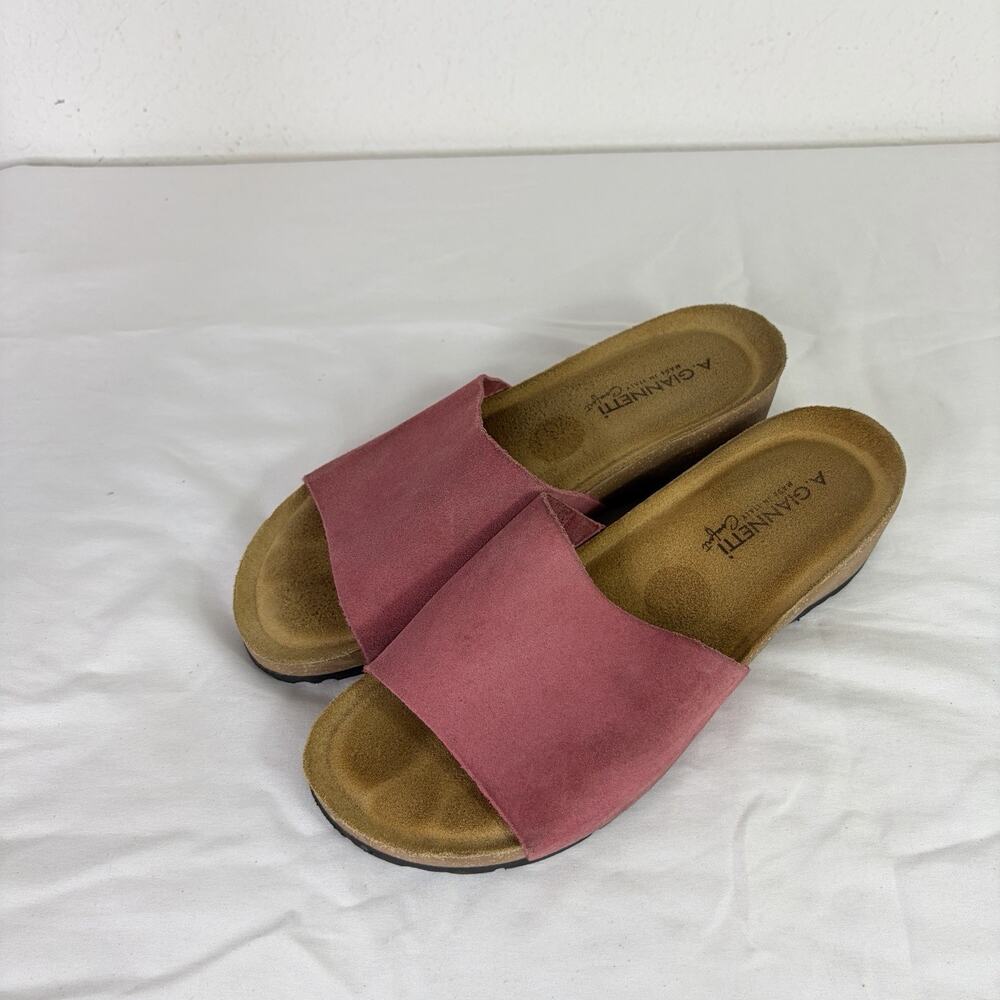 A. Giannetti Wedge Pink Suede Sandals Size 9, casual, comfort, coastal, chic